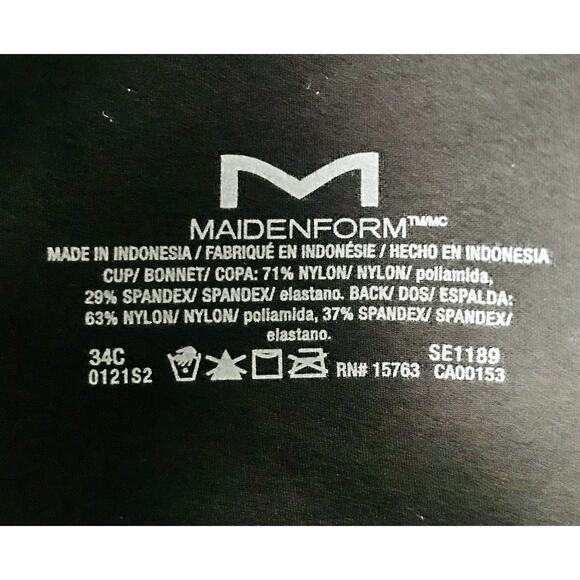 Maidenform Black Satin Soft Cup Full Coverage Bra Size 34C - Picture 3 of 3